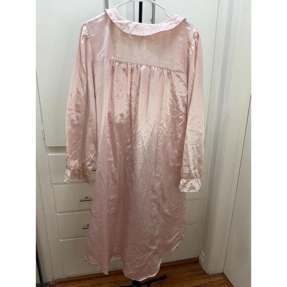 Nicole Pink Satin Embroidered Nightgown Women’s L Vintage Long Sleeve - Picture 5 of 5